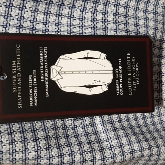 Mens Dress shirt Size Medium Super Slim Blue/white color collar size 15 - Picture 6 of 14